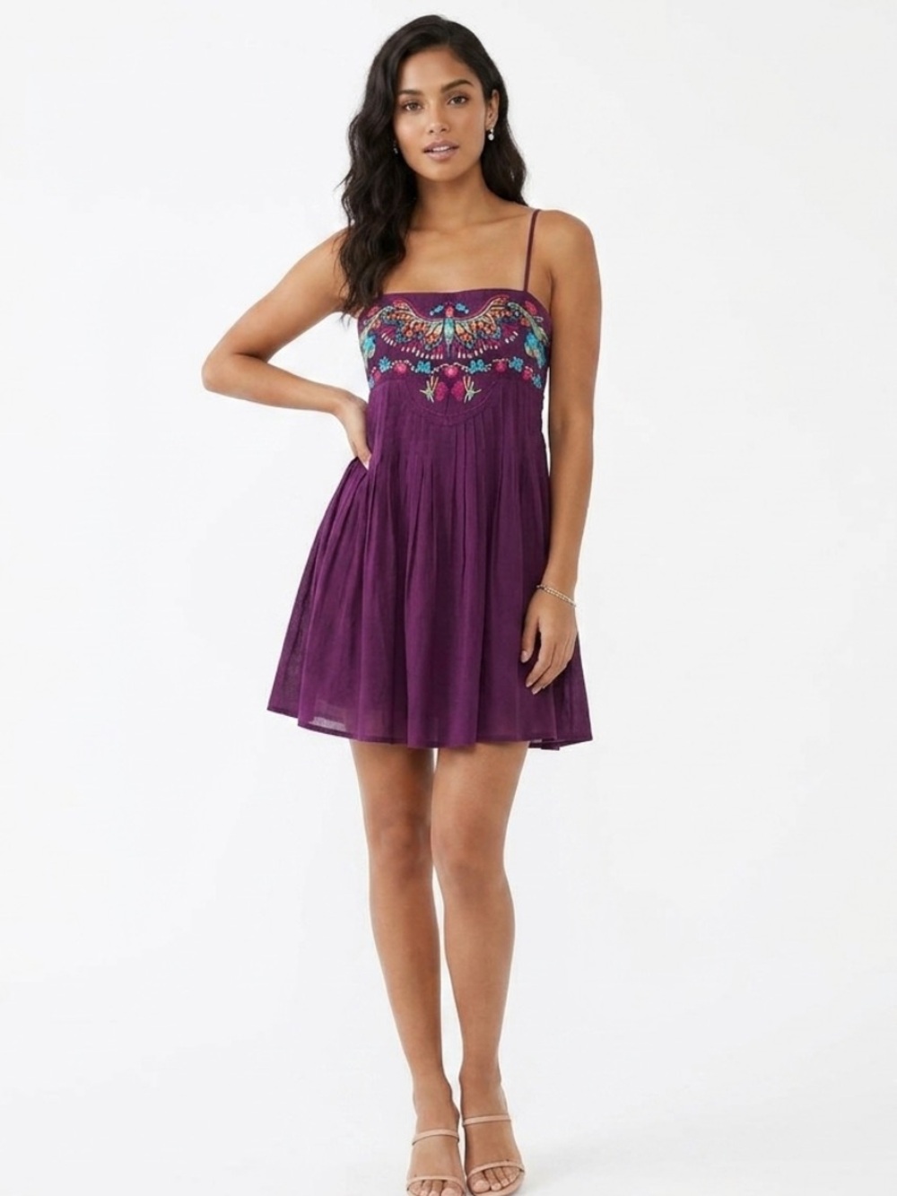 Free People Embroidered Baby Doll Dress Size 8